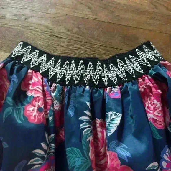Flying Tomato Teal and Pink Floral Knee Length Skirt, Sz‎ Small - Picture 3 of 5